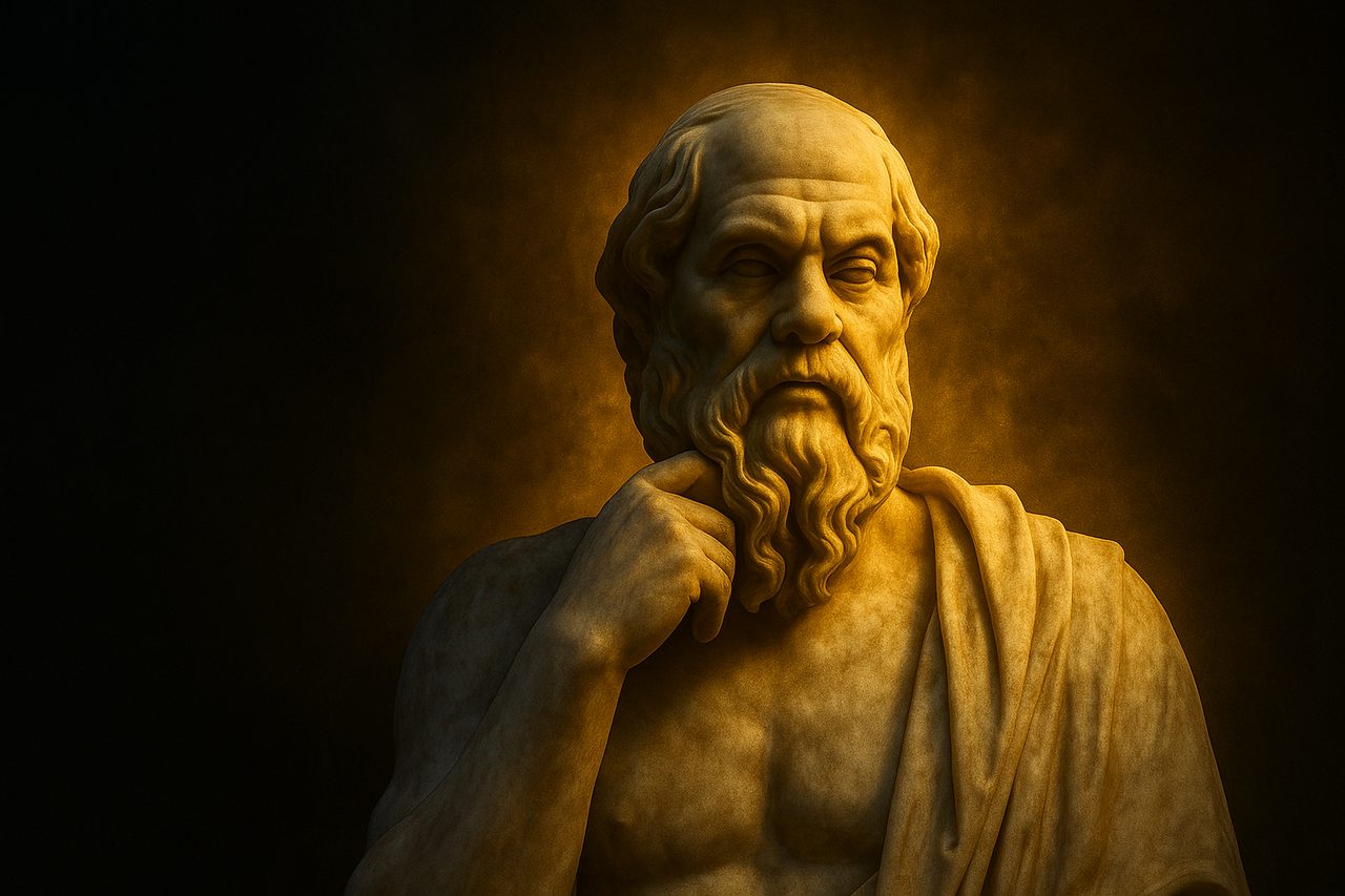 A solitary figure deep in thought in soft light